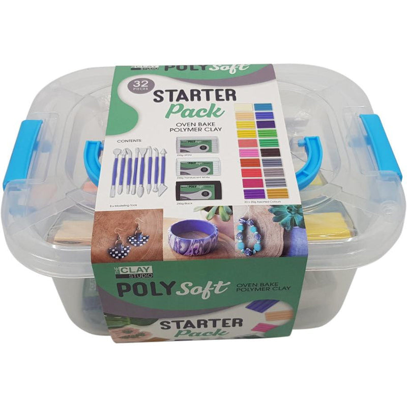 The Clay Studio Soft Polymer Clay Starter Pack (32 Pieces)