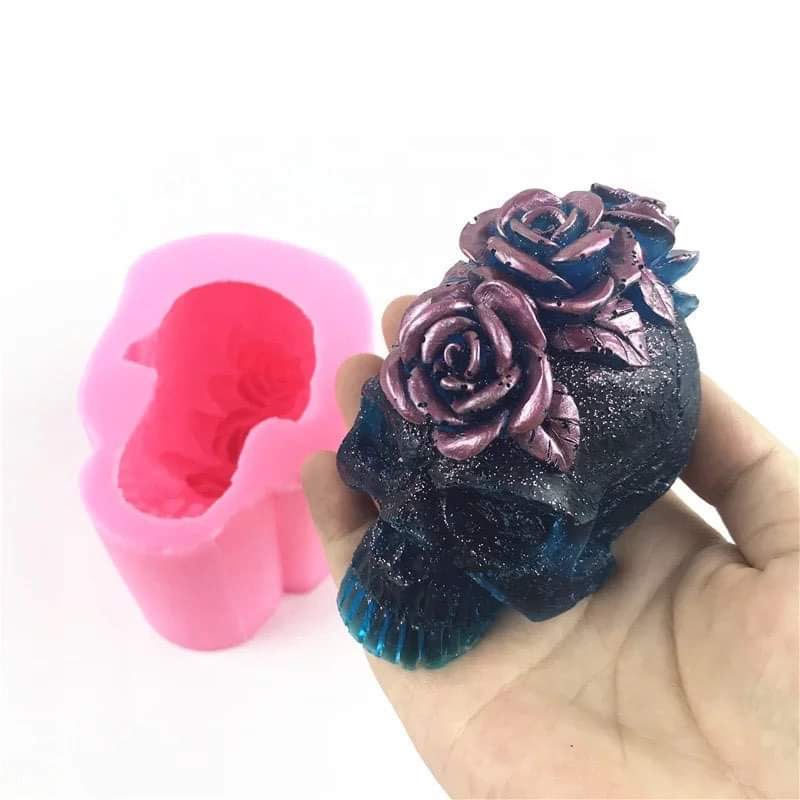 Dark Slate Gray Resin Mould   3D Rose Skull Mould Resin Craft Moulds