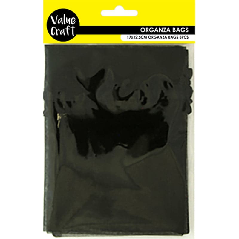 Dark Slate Gray Value Craft Organza Bags-Black, Small 17cmx12.5cm (5 Pieces) Treat Bags Boxes and Fillers
