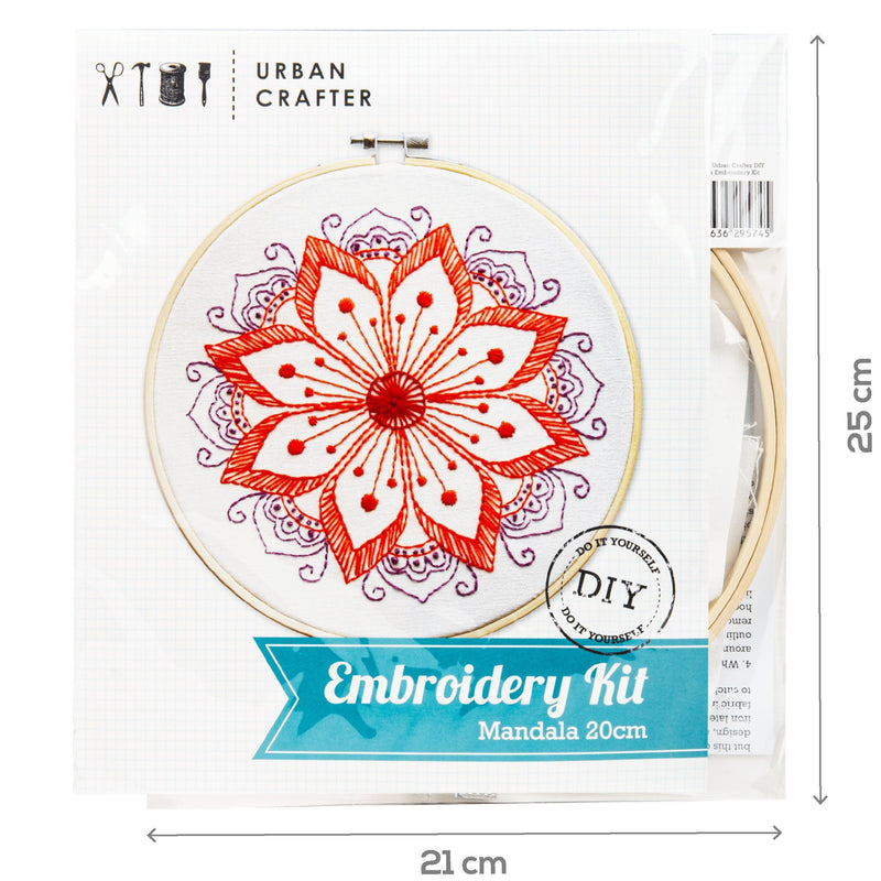 Orange Red Urban Crafter DIY Mandala Embroidery Kit Needlework Kits