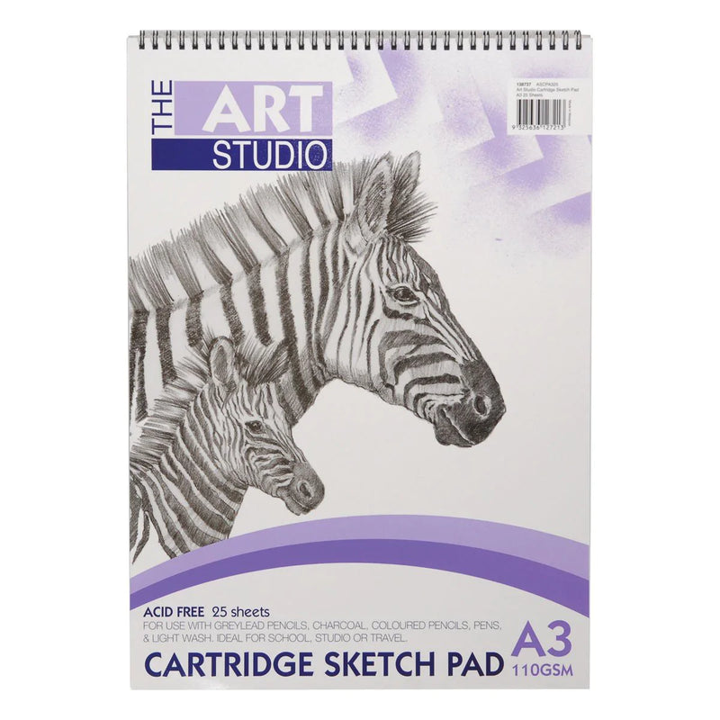 Light Gray The Art Studio A3 Cartridge Sketch Pad 110gsm 25 Sheets Pads